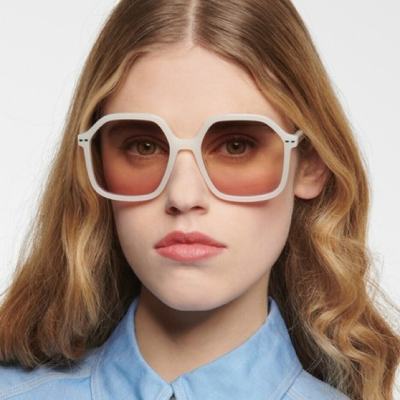 Isabel Marant Oversized White Frame Sunglasses with Pink Gradient Lenses main image 7